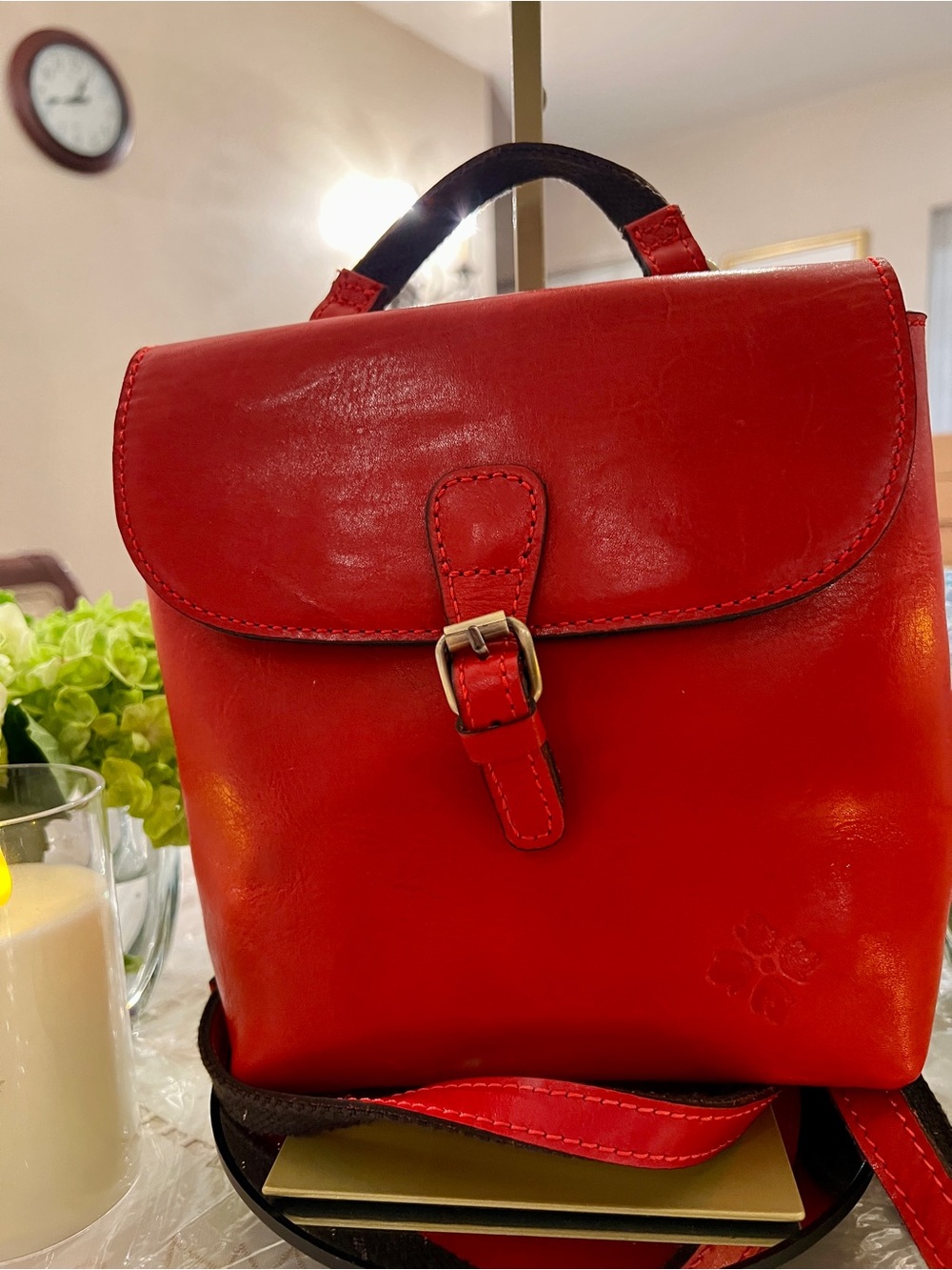 Patricia Nash Red Leather Convertible Backpack Crossbody Satchel Handbag